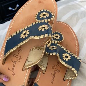 Jack Rogers wooden sandals gently worn